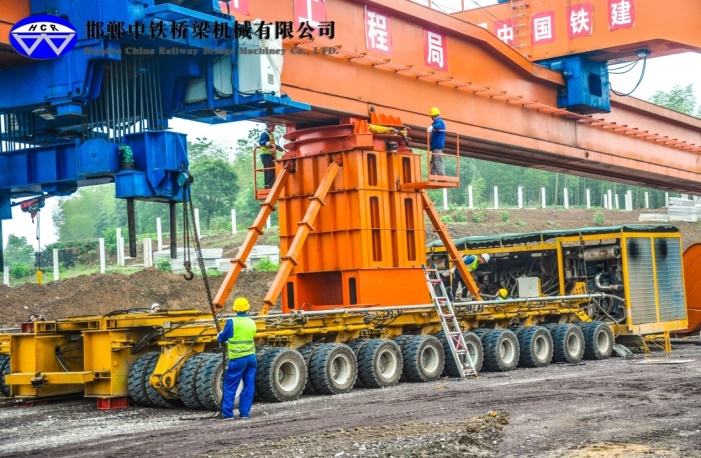 1000t高铁双线箱梁运架设备在杭绍台高铁项目 顺利完成180°调头工况