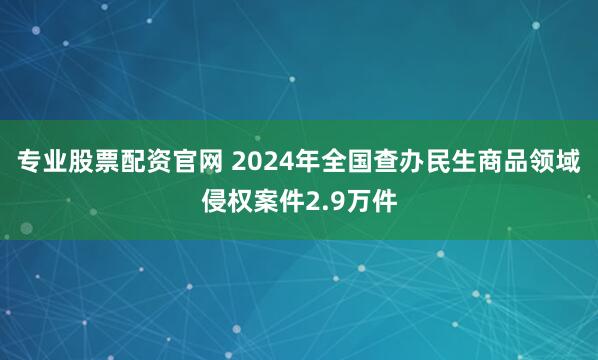 专业股票配资官网 2024年全国查办民生商品领域侵权案件2.9万件